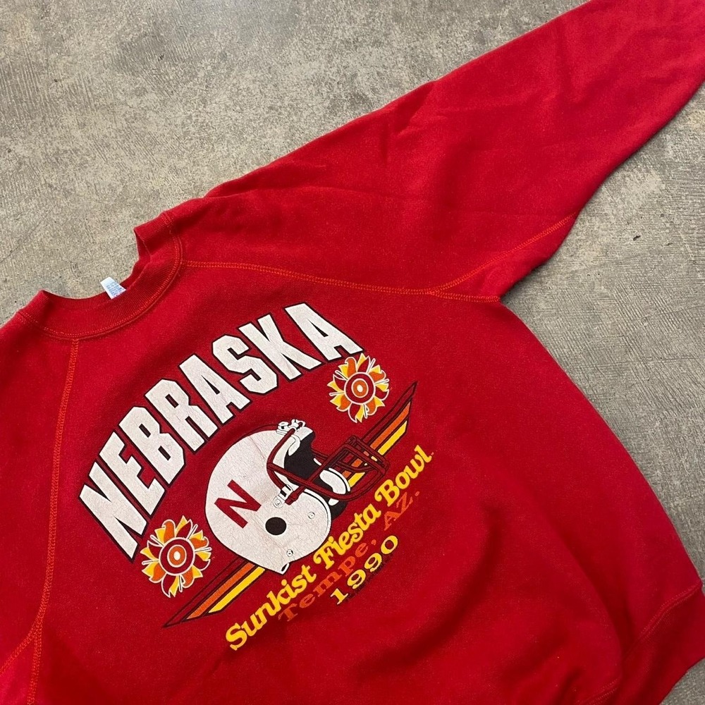 Vintage Nebraska Cornhuskers College Football 1990 Fiesta Bowl Sweatshirt Large - Picture 6 of 8